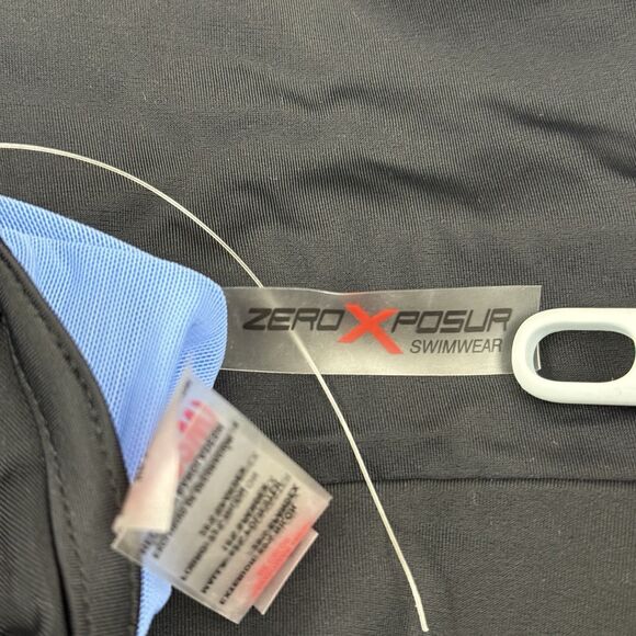 NWT Women's Athletic UPF 50+ Zip Front Tankini Swim Top Blue Marble Zero X Posur - Picture 12 of 14